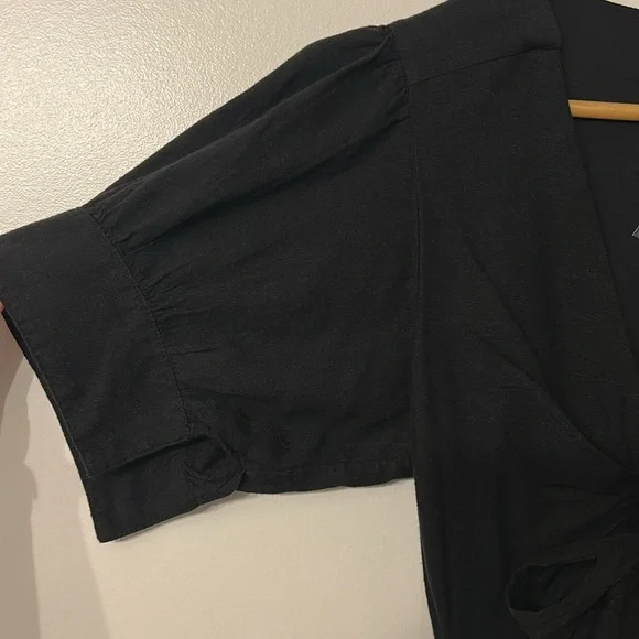 FREE PEOPLE Black Linen Blend Vintage Summer Midi Dress - Picture 9 of 12